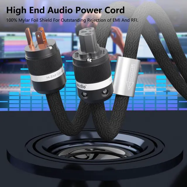 Alt view image 4 of 5 - Monosaudio Audio Power Cable,13AWG 3 Prong HiFi Power Cable, Pure Copper Audiophile Power Cord, Hi-End Braided Sleeve Amplifier Power Cord,Speaker Power Wire with US Plug and IEC Connector 5.9FT/1.8M