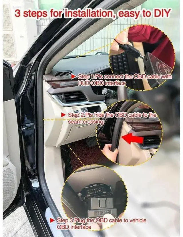 Alt view image 5 of 5 - Car LED Head Up Display OBD2 II HUD Projector Speedometer Compatible with Most Cars Equipped with Standard OBD II Ports