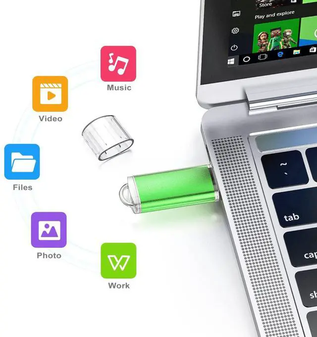 Alt view image 2 of 5 - 64GB Flash Drive 10 Pack 64G USB Flash Drive K&ZZ 64 GB Thumb Drive Memory Stick Gig Stick USB 2.0 Pen Drive Zip Drive Jump Drive, 5 Colors (Purple, Blue, Pink, Green, Orange)