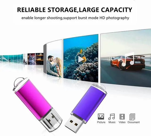 Alt view image 4 of 5 - 64GB Flash Drive 10 Pack 64G USB Flash Drive K&ZZ 64 GB Thumb Drive Memory Stick Gig Stick USB 2.0 Pen Drive Zip Drive Jump Drive, 5 Colors (Purple, Blue, Pink, Green, Orange)