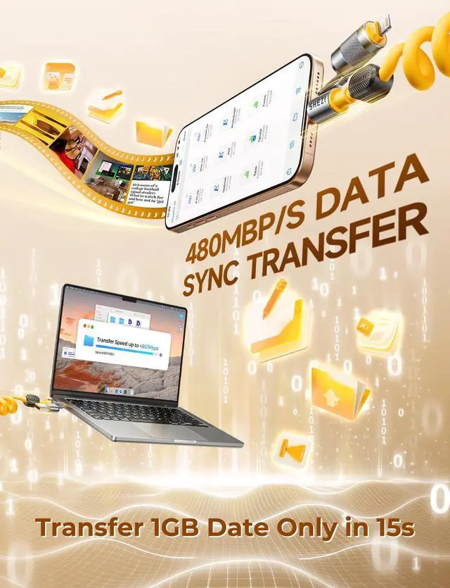 Alt view image 5 of 5 - Coiled Cable & Clip 4-in-1 USB C to Lightning Cable 100W Fast Charging & Data Transfer, Support to Apple CarPlay & Android Auto, 5FT Travel Multi Cord Charger Combo for iPhone/iPad/MacBook