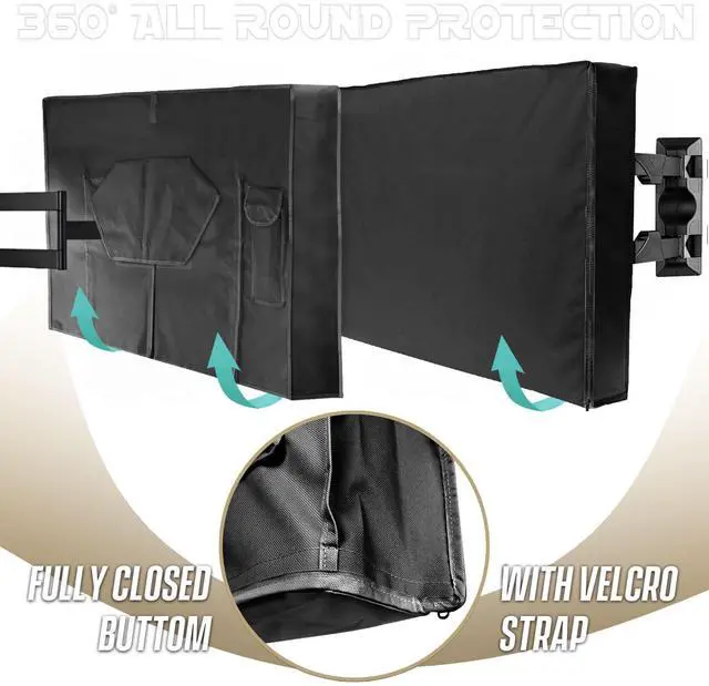 Alt view image 5 of 5 - IC ICLOVER Outdoor TV Cover 40 Inch, 600D Heavy Duty Waterproof & Weatherproof TV Protector with Zipper Access & Roll-up Front Flap with Bottom Cover, Television Enclusure for Outside Flat Screen TV