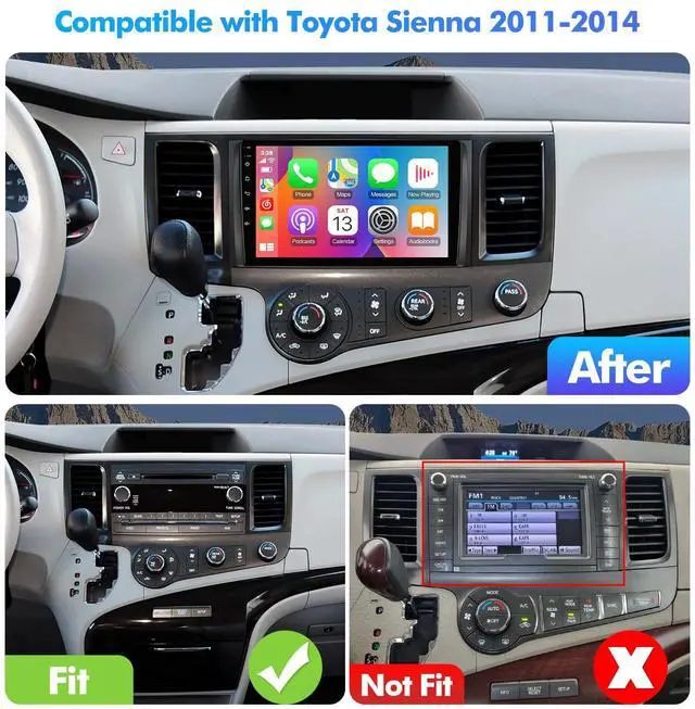 Alt view image 2 of 5 - 2+32G 9-inch Android 12 Double Din Car Stereo for Toyota Sienna 2011-2014 IPS Touchscreen Screen Car Radio with Carplay & Android Auto Support Backup Camera GPS FM Navi BT SWC