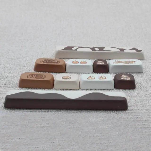 Alt view image 3 of 5 - Cmokifuly MOA Profile Keycaps,Cute Chocolate Custom PBT Dye-sub Keycap 136 Keys for Mechanical Keyboard Full-Size Keycap Set (Brown Chocolate)