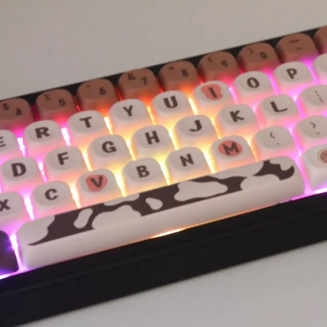 Alt view image 5 of 5 - Cmokifuly MOA Profile Keycaps,Cute Chocolate Custom PBT Dye-sub Keycap 136 Keys for Mechanical Keyboard Full-Size Keycap Set (Brown Chocolate)