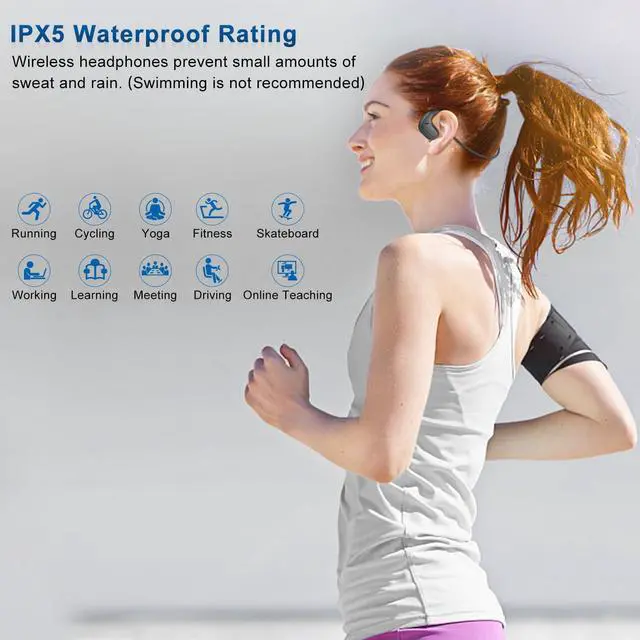 Alt view image 3 of 5 - BANIGIPA Bluetooth Headset with Boom Microphone, Noise Cancelling Wireless Headset for Phones Laptop Computer PC, Open Ear Headphones for Office Meeting Running Cycling Driving Working