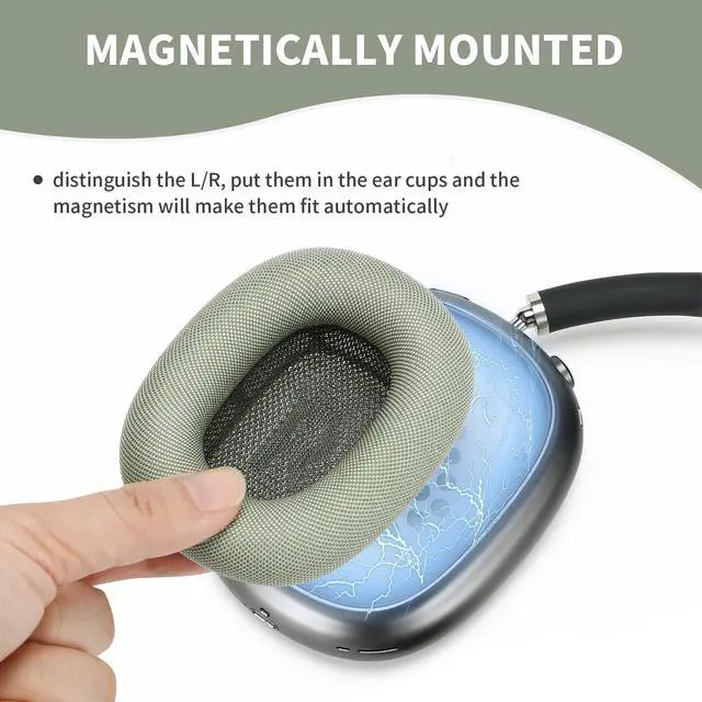Alt view image 4 of 5 - Damex earpads for airpods max Ear Cushions,Compatible with airpods max Ear Pads(2020 Version),Noise Cancelling, Breathable,Magnetic mounting, not Falling Off (Green)