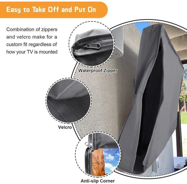 Alt view image 4 of 5 - Outdoor TV Cover 48 to 50 Inch, Weatherproof Waterproof Outside TVs Covers Heavy Duty 600D Oxford Covers Outdoor Screen Protectors Shield with Zippers for Flat Screen