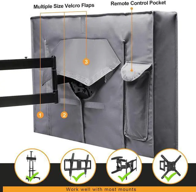 Alt view image 5 of 5 - Outdoor TV Cover 48 to 50 Inch, Weatherproof Waterproof Outside TVs Covers Heavy Duty 600D Oxford Covers Outdoor Screen Protectors Shield with Zippers for Flat Screen