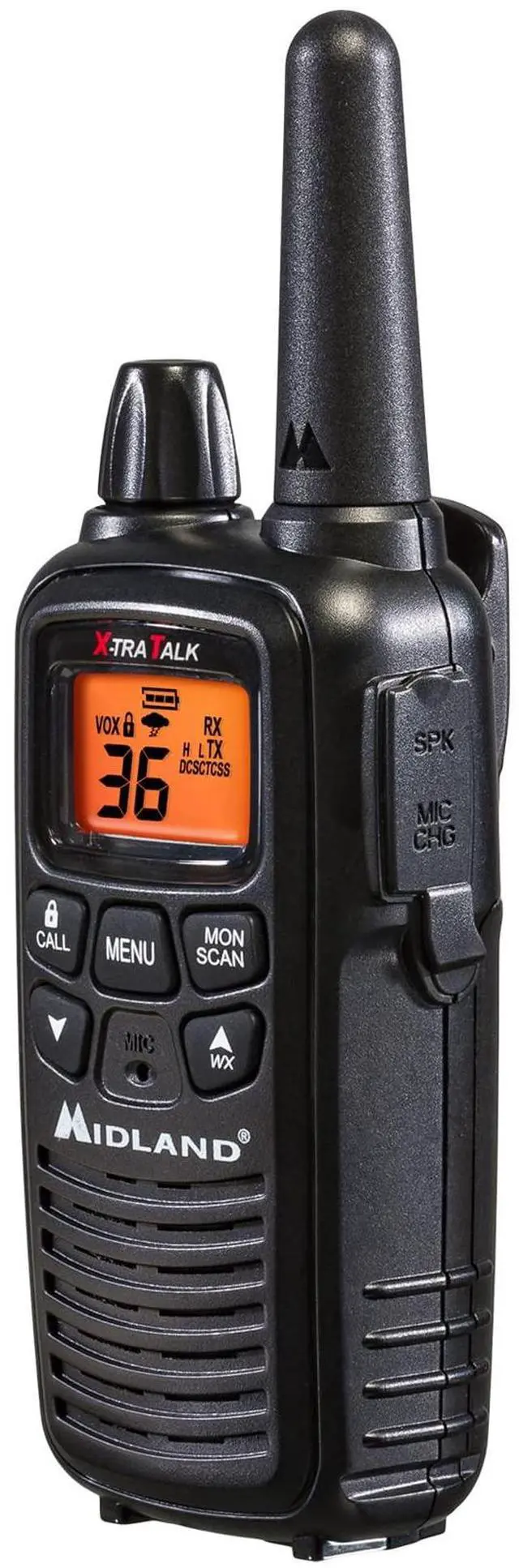 Alt view image 3 of 5 - Midland LXT600BBX4 FRS Business Walkie Talkies - Long Range 36-Channel Two-Way Radios with Headsets and Charging Base, NOAA Weather Alerts (8-Pack, Black)