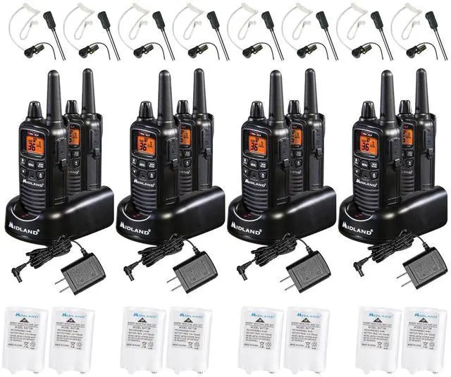Main image of Midland LXT600BBX4 FRS Business Walkie Talkies - Long Range 36-Channel Two-Way Radios with Headsets and Charging Base, NOAA Weather Alerts (8-Pack, Black)