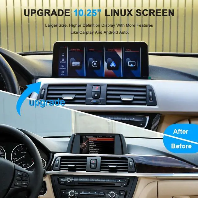 Alt view image 2 of 5 - PEMP 10.25" Linux Head Unit for BMW 3 Series F30 F20 NBT CIC Wireless and Wired CarPlay Android Auto Screen Calls Using The OEM Bluetooth with a Pry Tool 2012-2017