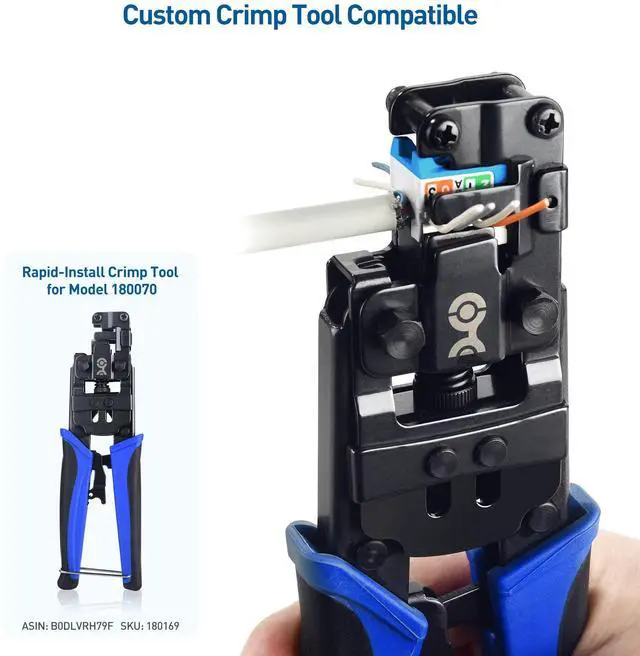 Alt view image 5 of 5 - Cable Matters [UL Listed] 25-Pack 10Gbps Rapid-Install Cat6 Keystone Jacks, Slim Profile Ethernet Keystone Jack, RJ45 Keystone Jack with Punch-Down Stand, Blue (Model 180070)