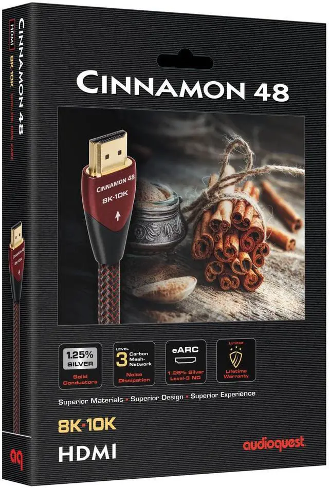 Alt view image 2 of 5 - AudioQuest 1.5m Cinnamon 48 2.1 HDMI Cable - 8K/10K Ultra HD, Gaming, High-Speed, 48Gbps, HDR, eARC