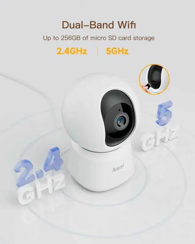 Alt view image 3 of 5 - ARENTI 5G Security Camera Indoor, 4MP Pet Camera with Speaker for Dog/Cat, Baby Monitor with Phone App, Dual-Band WiFi, Auto Tracking, Super Night Vision, 2-Way Talk, Cloud & SD Card Storage