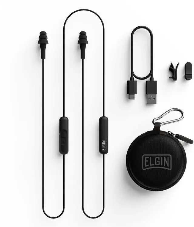 Main image of Elgin Ruckus Wireless Bluetooth Earplug Headphones, 25 dB Noise Reduction Ear Plug Earbuds, Noise Cancelling Mic, 12 Hour Battery, IP65 sweatproof, OSHA Compliant Hearing Protection, Work Safety