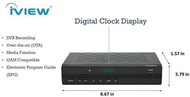 Alt view image 3 of 5 - IVIEW-3500STB III, ATSC Digital Converter Box with Recording and Media Player, Analog to Digital, QAM Tuner, Channel 3/4, HDMI, A/V, USB, Learning Remote