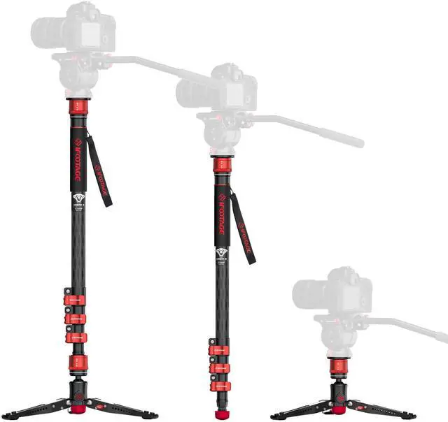 Main image of IFOOTAGE 71" Professional Carbon Fiber Monopod for DSLR Cameras, Portable Travel Monopod with Feet, Max Load 17.64 lbs, Compatible with Sony, Canon, Nikon, Cobra 3 C180F