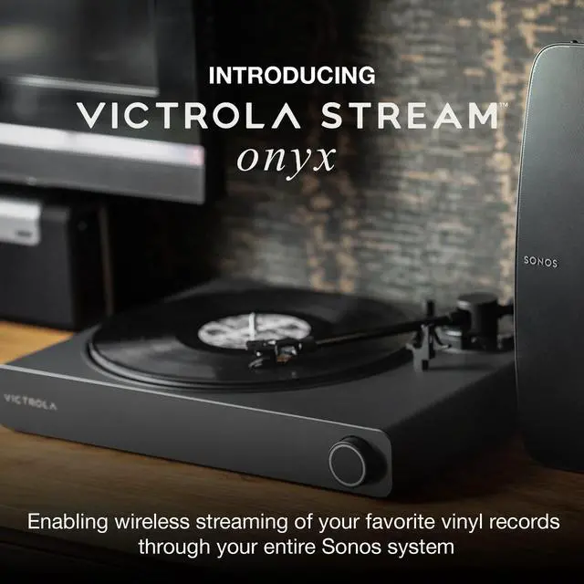 Alt view image 2 of 5 - Victrola Stream Onyx - Wi-Fi Streaming 2-Speed Turntable with Bluetooth Output, Works with Sonos, UPnP Wi-Fi Streaming, Roon Ready Relay, Premium Moving Magnet Cartridge and Aluminum Tonearm (Black)
