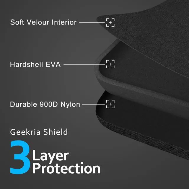 Alt view image 5 of 5 - Geekria Shield Case for Large-Sized Over-Ear Headphones, Replacement Protective Hard Shell Travel Carrying Bag with Cable Storage, Compatible with Sennheiser HD820, HD800, Pulse Elite (Dark Grey)