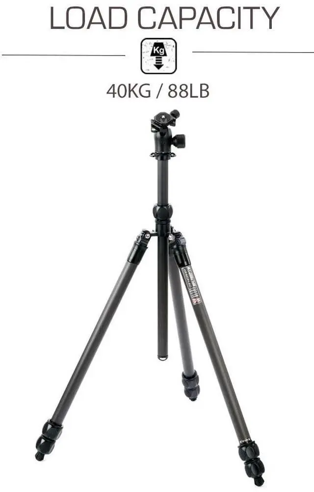 Alt view image 3 of 5 - 3 Legged Thing Pro Range 2.0 Winston 2.0 Kit Carbon Fibre Tripod System - Adjustable Camera Tripod with 3 Counterfold Detachable Legs for Monopod Conversion - Darkness (Matte Black) (WINSTONKIT2DARK)