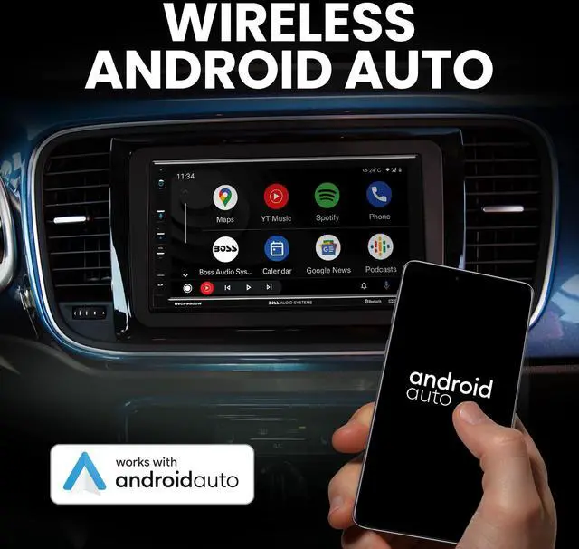 Alt view image 3 of 5 - BOSS Audio Systems BVCP9800W Car Stereo - Wireless Apple CarPlay & Android Auto, Double Din, 7 Inch Touchscreen, Bluetooth, No CD DVD Player, AM/FM Radio Receiver