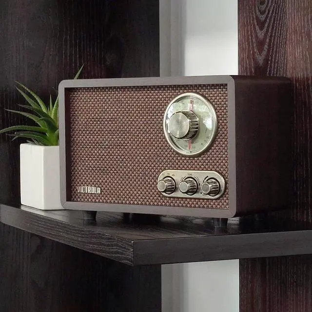 Alt view image 2 of 5 - Victrola Willow  Retro Wood Bluetooth Radio with Built-in Speakers: Elegant & Vintage Design, Rotary AM/FM Tuning Dial, Bass & Treble Control, Wireless Streaming (Espresso)