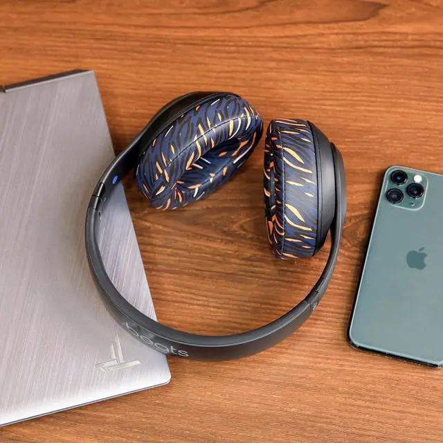 Alt view image 3 of 5 - WC Wicked Cushions Replacement Ear Pads for Beats Studio 2 & 3 (B0501, B0500) Wired & Wireless | Does NOT Fit Beats Solo | Softer PU Leather, Enhanced Foam & Stronger Adhesive | Navy Tiger