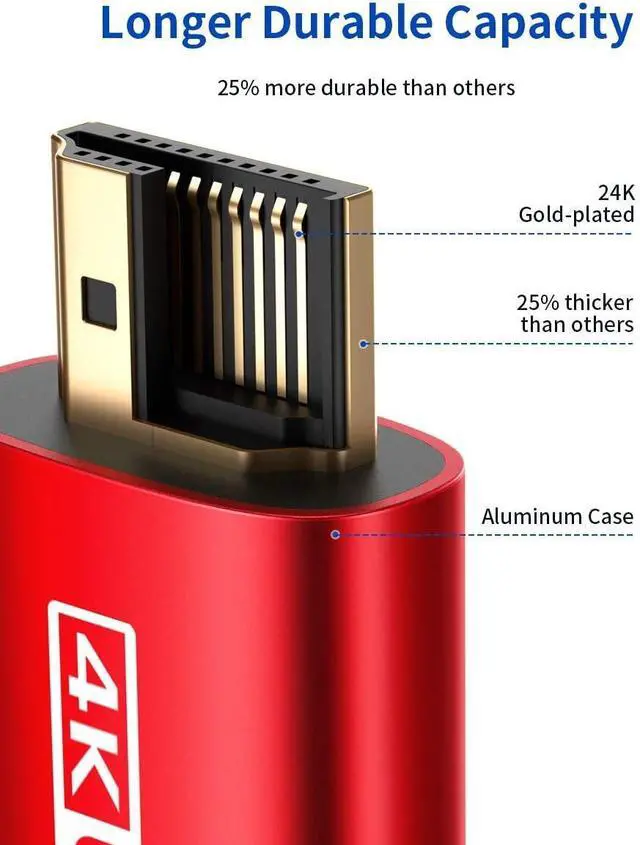 Alt view image 5 of 5 - 4K Long HDMI Cable 2 Pack 25 ft, JSAUX 18Gbps High Speed HDMI 2.0 Braided Cord, 4K 60Hz HDR, 2K 1440P 144Hz, 1080p, HDCP 2.2, 3D, ARC, Ethernet Compatible with Monitor Smart TV PC PS5 PS4 Blu-ray -Red