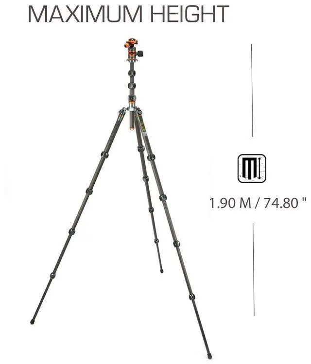 Alt view image 2 of 5 - 3 Legged Thing Legends Bucky Kit Carbon Fiber Tripod - Travel-Friendly, Adjustable Camera Tripod with 3 Detachable Legs & Multiple Mounting Points - Metallic Slate Grey (BUCKYKITGREY)