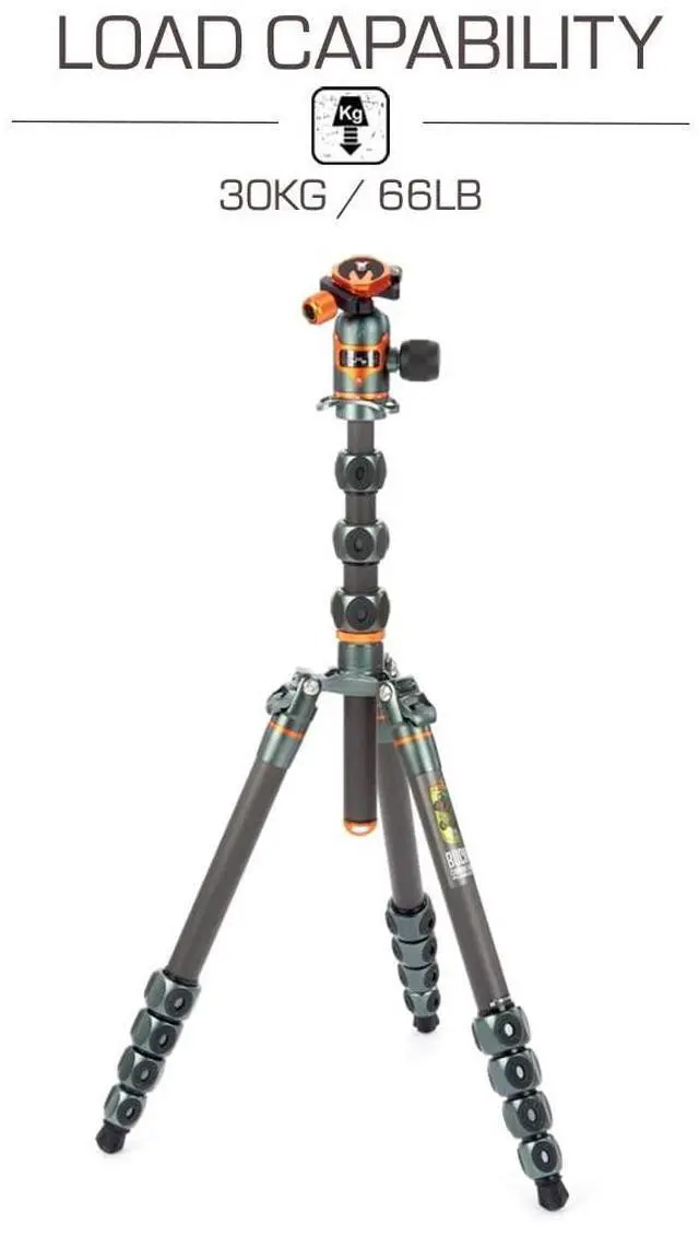 Alt view image 3 of 5 - 3 Legged Thing Legends Bucky Kit Carbon Fiber Tripod - Travel-Friendly, Adjustable Camera Tripod with 3 Detachable Legs & Multiple Mounting Points - Metallic Slate Grey (BUCKYKITGREY)