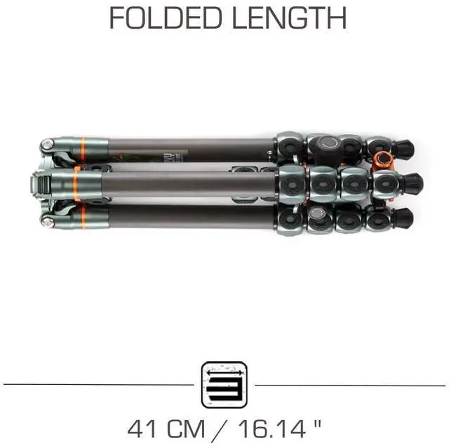 Alt view image 4 of 5 - 3 Legged Thing Legends Bucky Kit Carbon Fiber Tripod - Travel-Friendly, Adjustable Camera Tripod with 3 Detachable Legs & Multiple Mounting Points - Metallic Slate Grey (BUCKYKITGREY)