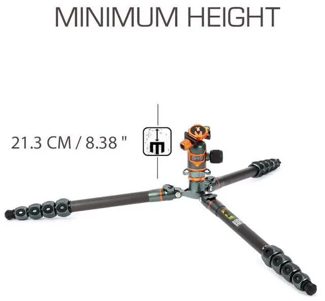 Alt view image 5 of 5 - 3 Legged Thing Legends Bucky Kit Carbon Fiber Tripod - Travel-Friendly, Adjustable Camera Tripod with 3 Detachable Legs & Multiple Mounting Points - Metallic Slate Grey (BUCKYKITGREY)