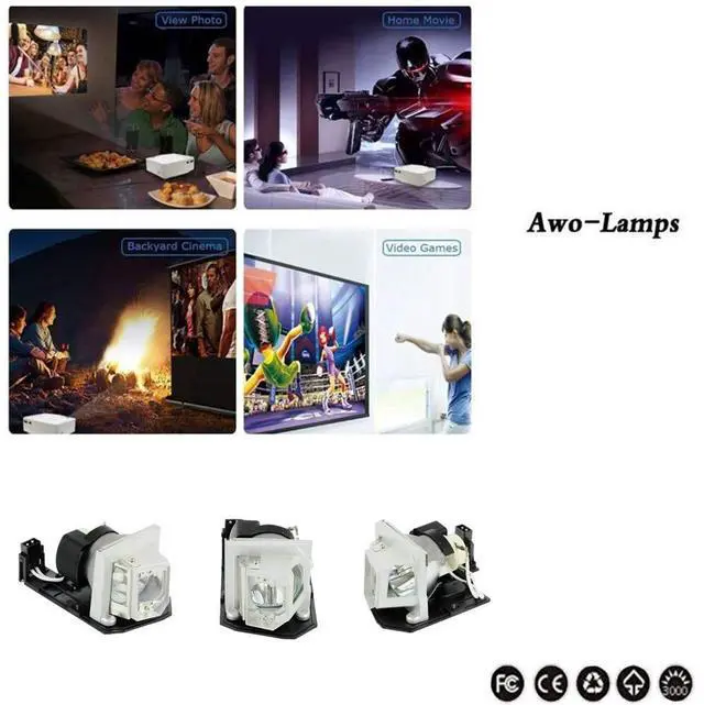 Alt view image 4 of 5 - AWO Original P-VIP230W Lamp Bulb for BL-FP230D,BL-FP230H,BL-FP230J with Housing for OPTOMA DH1010/EH1020/EW615/EX612/EX615/GT750E/HD180/HD22/HD23/HD200X/HD20-LV/HD2200/HT1081/EH1020/HT1080/TX612/TX615