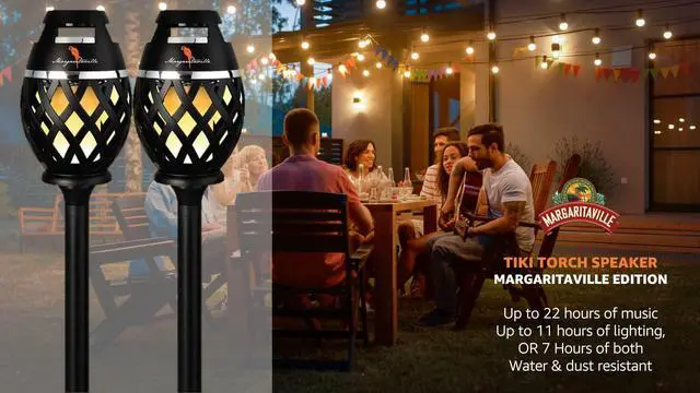 Alt view image 2 of 5 - Margaritaville Tiki Torch - Waterproof Bluetooth Speaker, Portable Party Speaker with Flickering LED Lights, Perfect for Travel, Parties, Yards, and Pools (2 Pack)