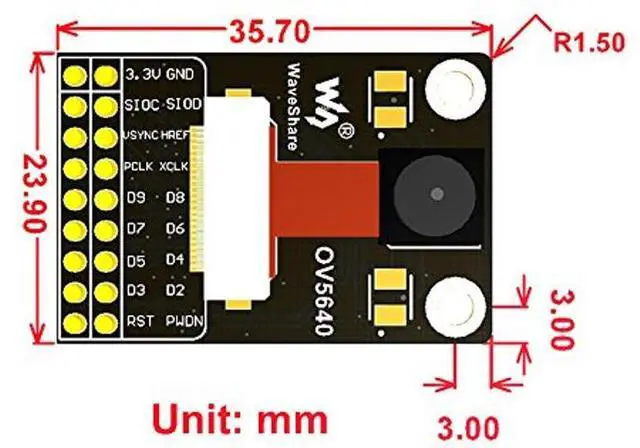 Alt view image 3 of 5 - waveshare OV5640 Camera Board (B) Image Sensor Module 5 Megapixel (2592x1944) Fisheye Lens to Achieve 170 Degree Diagonal