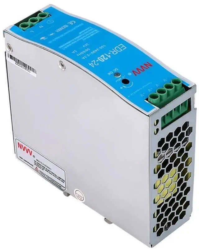 Alt view image 5 of 5 - NVVV EDR-120-24 120W 24VDC 5Amp Industrial DIN Rail Power Supplies (24V 120W), Silver
