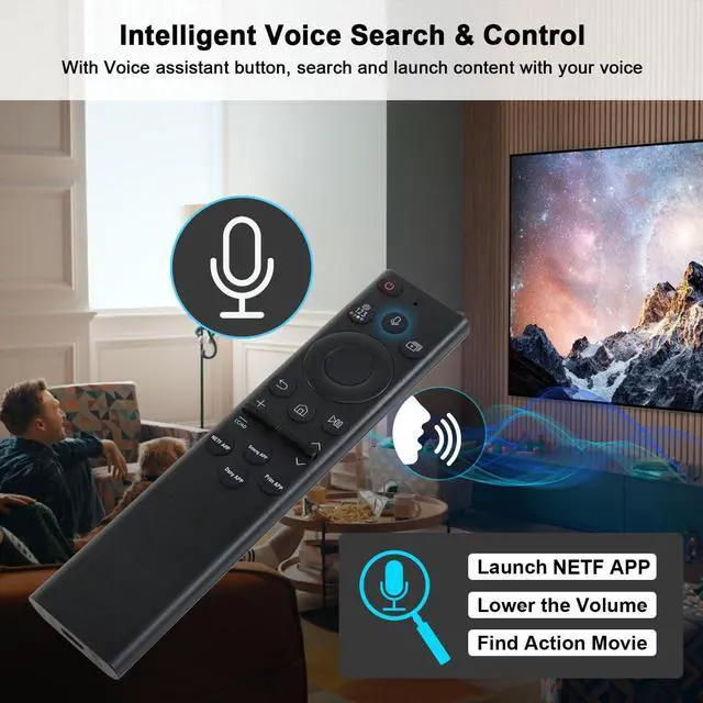 Alt view image 4 of 5 - BN59-01385A Solar Power Voice Remote Control for Samsung Smart TVs, RMCSPB1EP1 Remote Compatible with Samsung 2021 Neo QLED, The Frame and Crystal UHD Series 4k 8K Ultra HD TV