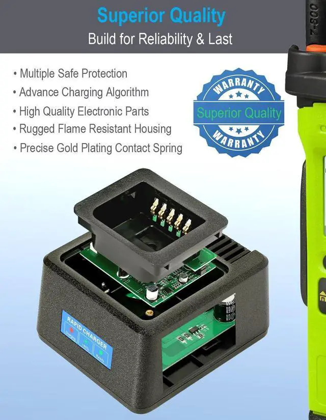 Alt view image 2 of 5 - Commountain Rapid Charger for Motorola Radios APX6000 APX6000XE APX6000LI APX7000 APX7000XE APX8000 APX8000XE APX8000H APX8000HXE (APX 6000 7000 8000), Fast Charge, Temperature Management