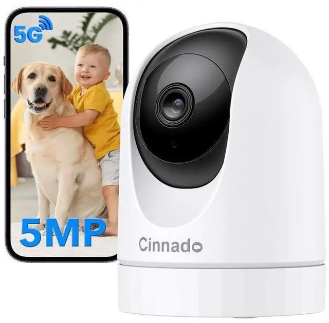 Main image of Cinnado 5MP Security Camera Indoor-5G/2.4G Dual WiFi Cameras for Home Security with Audio and Video Ideal for Pet/Nanny/Baby Monitor, 360 Auto Tracking, SD/Cloud Storage, Support Alexa/Google Home, D1