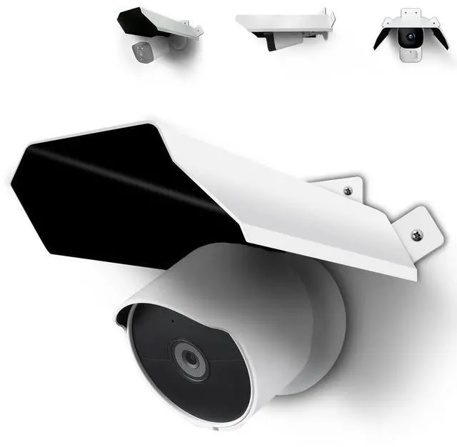 Main image of Universal Security Camera Cover - Sun Rain Shield, Waterproof Protective Roof for Outdoor Dome, Bullet Cameras (White Aluminium)