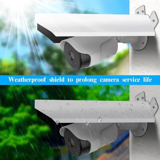 Alt view image 2 of 5 - Universal Security Camera Cover - Sun Rain Shield, Waterproof Protective Roof for Outdoor Dome, Bullet Cameras (White Aluminium)