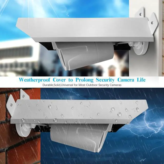 Alt view image 4 of 5 - Universal Security Camera Cover - Sun Rain Shield, Waterproof Protective Roof for Outdoor Dome, Bullet Cameras (White Aluminium)