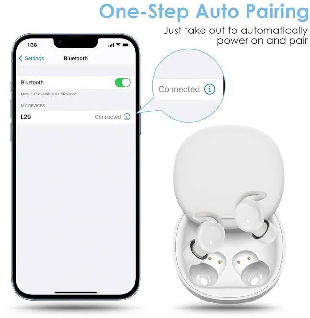 Alt view image 2 of 5 - Vitadigo Wireless Sleep Earbuds, Bluetooth 5.3 with Mic Small Sleep Earphones, Comfortable Noise Blocking Sleeping Headphones Ear Buds for Side Sleepers, Invisible Sleepbuds for Relax Work Sports