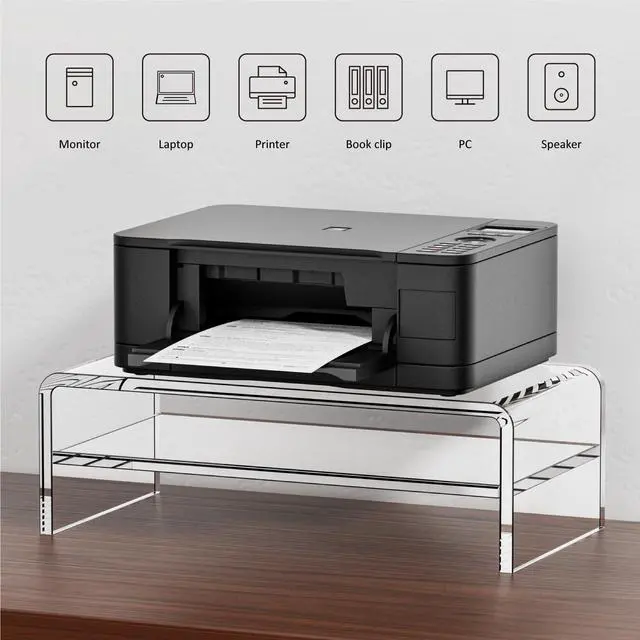 Alt view image 5 of 5 - Egchi Acrylic Monitor Stand Riser, 2 Tier Clear Computer Monitor Stand for Home Office Business, PC Desk Stand Monitor Riser for Keyboard Storage, Laptop, Printer and TV Screen -12x7.2x5.12 inches