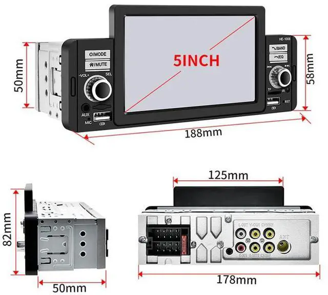Alt view image 3 of 5 - Single Din Car Stereo with Apple Carplay & Android Auto, 5 Inch HD Touch Screen Car Stereo with Bluetooth/FM/USB/SD Port, FM Car Radio Receiver Support Reversing Image