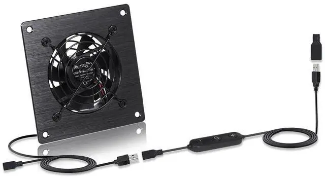 Main image of xiaoqijia USB 80MM Cabinet Fan 5V Quiet Cooling Fan DC 12V IPX5 Waterproof Fan System 4" with 10 Speed Control, for Home Theater AV Cabinets Greenhouse Kennel Computer Cabinet Component Cooling