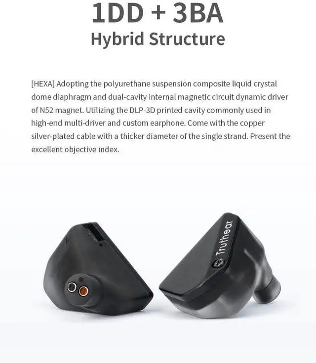 Alt view image 5 of 5 - Fanmusic Truthear Hexa 1DD+3BA Hybird Earphones with 0.78 2Pin Cable Earbuds