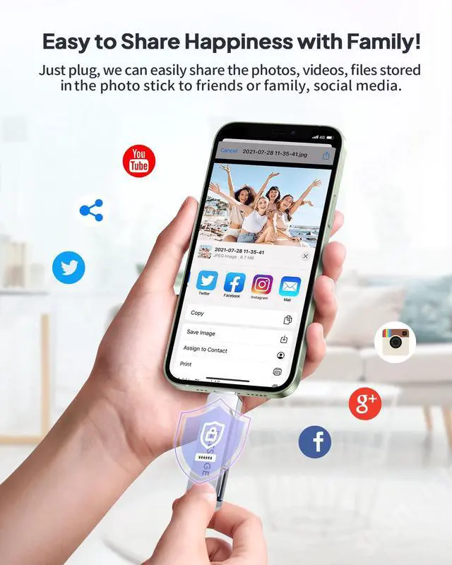 Alt view image 4 of 5 - MFi Certified 128GB Flash Drive for iPhone Photo Stick USB Memory Stick Thumb Drives, High Speed USB Stick External Storage for iPhone/iPad/Android/PC