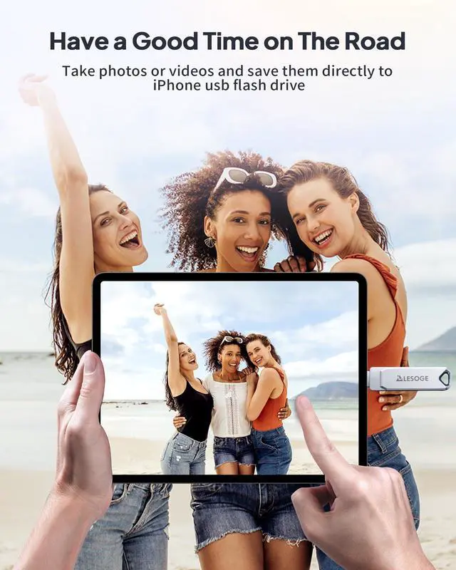 Alt view image 3 of 5 - MFi Certified 128GB Flash Drive for iPhone Photo Stick USB Memory Stick Thumb Drives, High Speed USB Stick External Storage for iPhone/iPad/Android/PC